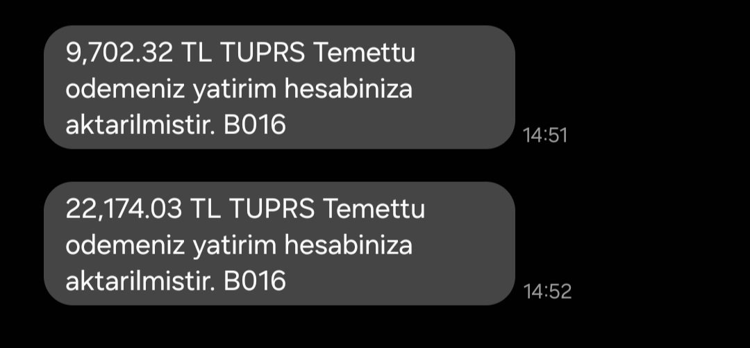 Güzel mesajlar gelmeye devam ediyor, bir kiracı ( #tuprs ) daha kirasını yatırdı. Yaklaşık 72k temettü hesaba geçti, mezar vade taşımaya devam. Temettü candır, gerisi heyecan.  #tuprs