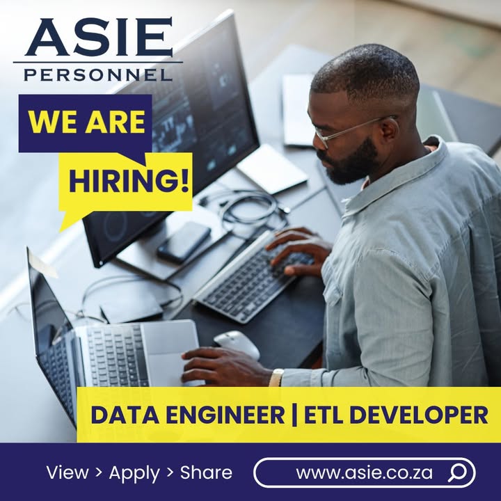 AsiePersonnel's tweet image. We're #Hiring! Data Engineer / ETL Developer.
Read more here: asie.co.za/job-seekers/
Click on Job Vacancies > Data Engineer / ETL Developer
Apply/Send CV to: cv@asie.co.za
Subject Line: Data Engineer / ETL Developer
#asiepersonnel #etldeveloper #datajobs #programming