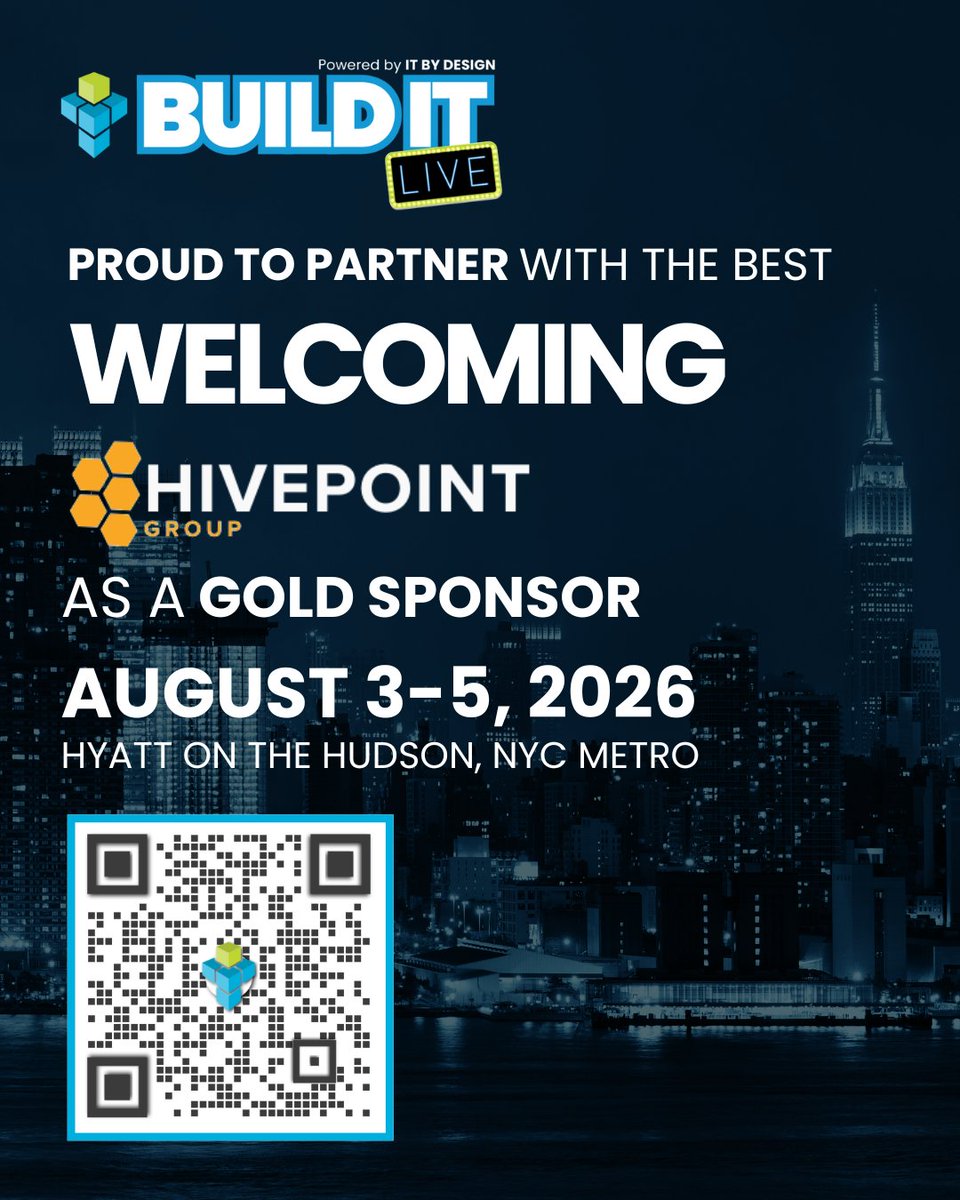 Thrilled to welcome HivePoint as a Gold Sponsor for #BuildITLIVE2026.

550+ attendees. 70+ channel leaders. 50+ tools. Zero fluff.
Aug 3–5 | Jersey City, NJ

Learn more: hubs.ly/Q03Lc57P0

#ChannelLeadership #MSPCommunity