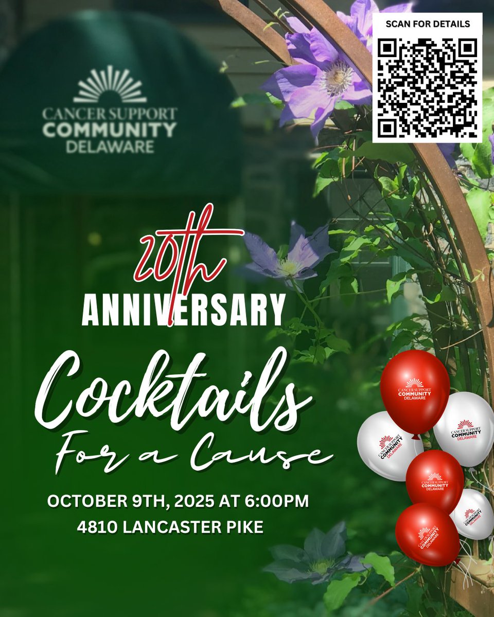 CancerSupportDE's tweet image. Come join us for CSCDE&apos;s 20th Annual Cocktails for a Cause! Tickets and Commemorative Champagne glasses may be purchased at: cancersupportdelaware.org/2025-cocktails….
#CSCDE #CancerSupport #CancerAwareness #MentalHealthAwareness #CancerSurvivor #CancerCommunity #SupportForCancer