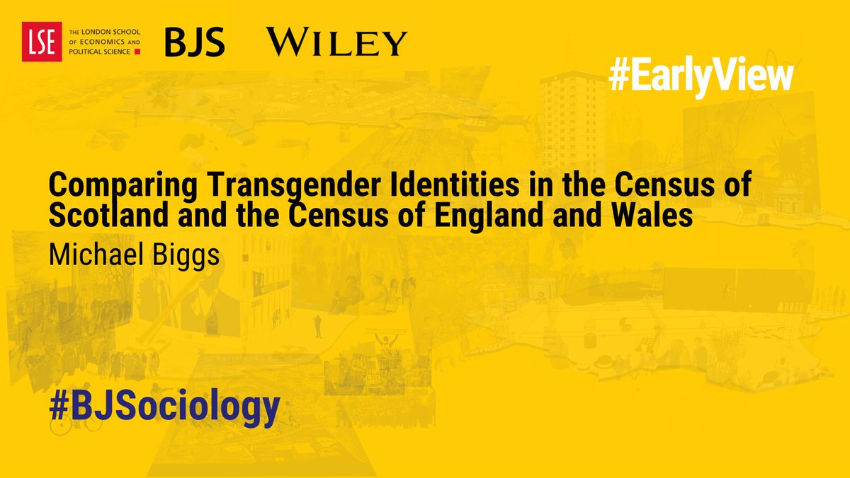 BJSociology's tweet image. The most recent British census was the first to elicit transgender identity. This research note considers the difference between the results of the English and Welsh 2021 Census and the Scottish 2022 Census.

#EarlyView in #BJS ➡️ buff.ly/PpnElU6