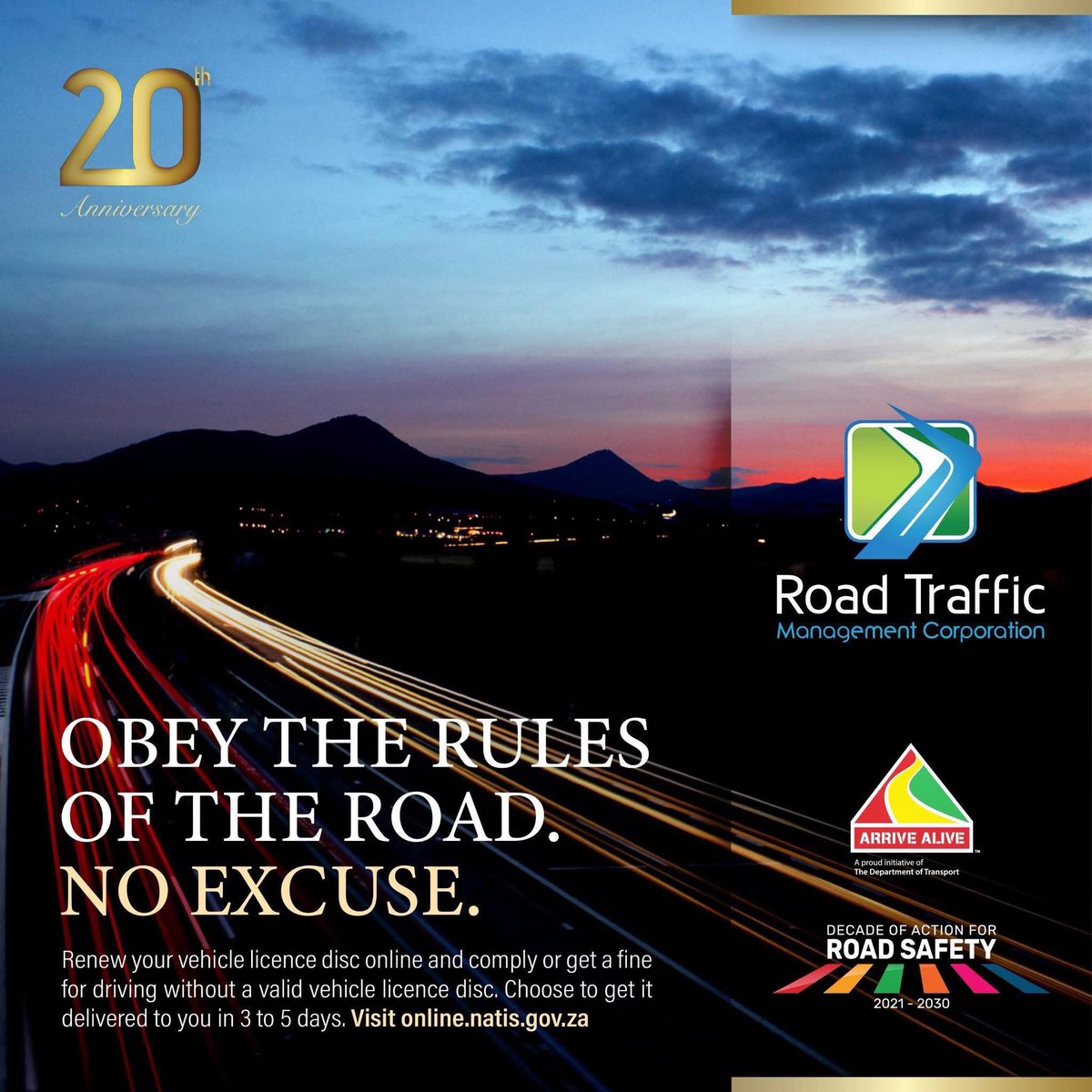TrafficRTMC's tweet photo. Renew your vehicle licence disc online and comply or get a fine for driving without a valid vehicle licence disc. Choose to get it delivered to you in 3 to 5 working days. https://t.co/Q6HSiaLIhH
#RenewAndComply #OnlineServices #NaTIS https://t.co/ioMmRxpj1t