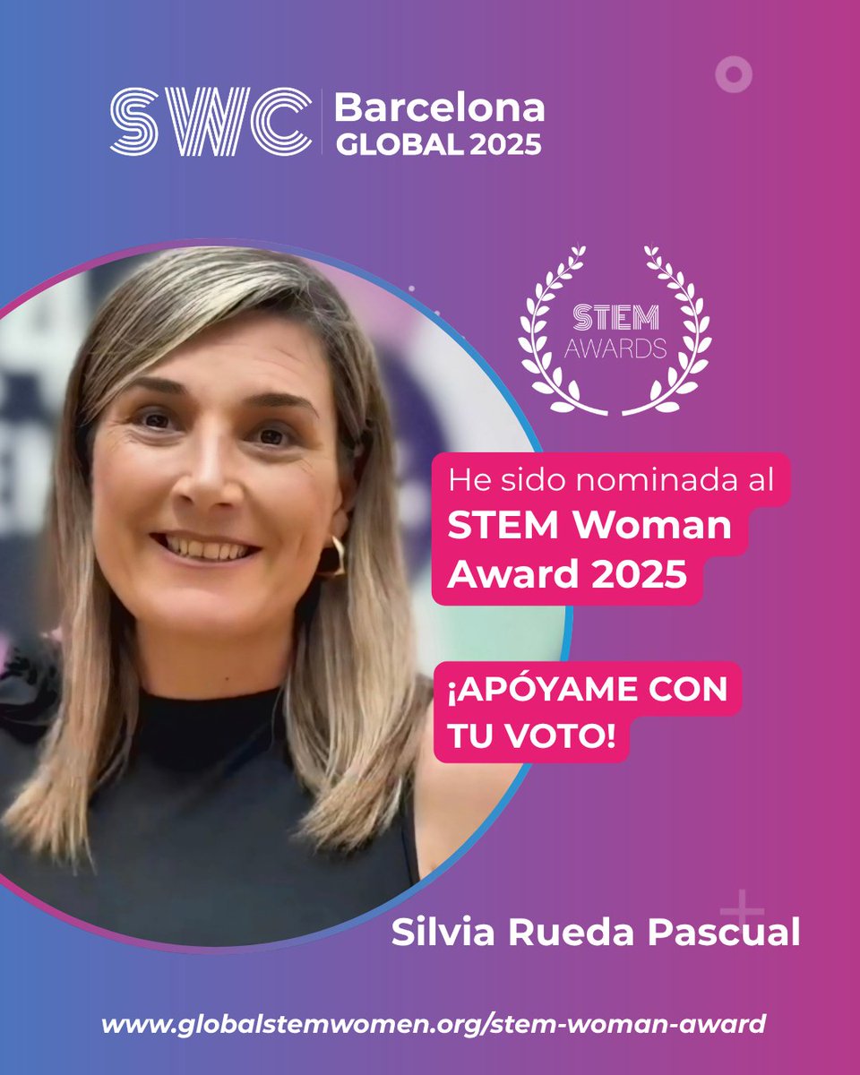 sruedapascual's tweet photo. Me hace mucha ilusión compartiros que he sido nominada a los premios 
"STEM Woman Award 2025" organizados por STEM Women Congress Global @StemwomenEurope.

Podéis apoyarme con vuestro voto en: https://t.co/CGlYBmHegw https://t.co/0RPTz0yd4p