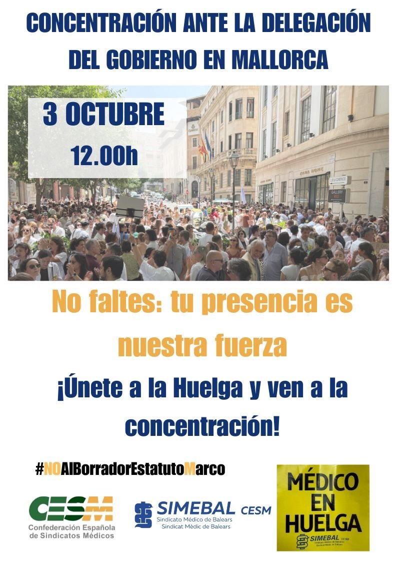 📣 El 3 de octubre los médicos salimos a la calle.

❌ No vamos a permitir que <a href="/sanidadgob/">Ministerio de Sanidad</a> de <a href="/Monica_Garcia_G/">Mónica García</a> nos pisotee con un Estatuto Marco indigno.

👩‍⚕️👨‍⚕️ Sin médicos no hay sanidad.
#NOAlBorradorEstatutoMarco  #Huelgamedica3O