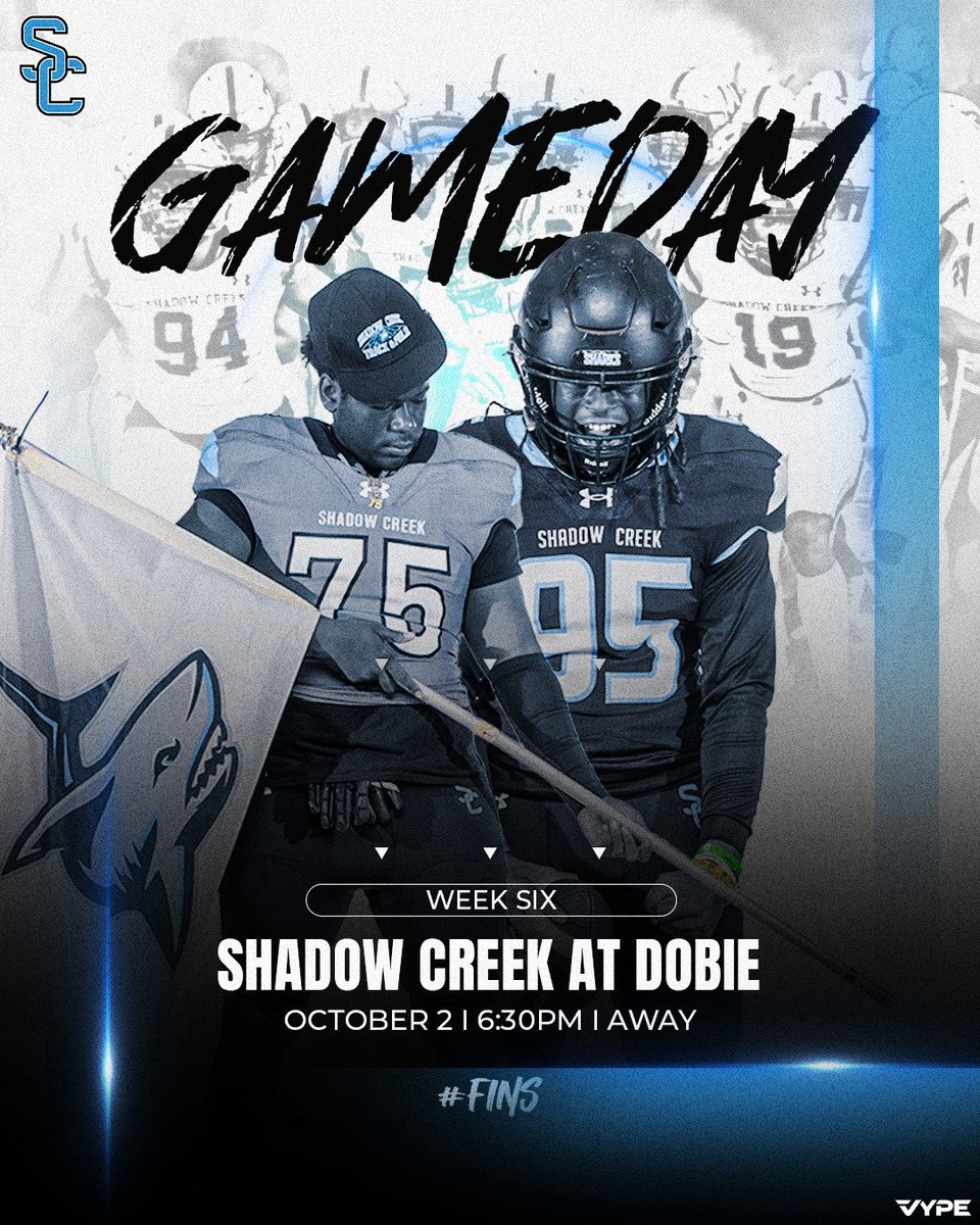 SCSharkFootball's tweet photo. Wake up Shark Fans…. It’s GAMEDAY!! Join us as we take on Dobie HS tonight. #ThursdayNightFootball #FinsUp #CreekBoys https://t.co/9ngMtR3sqL