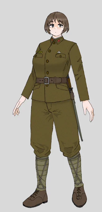 当番兵ちゃんをきっちりデザインしてみた。
持っているジャンク軍衣を参考にした色合いの冬衣着せたら何かHIKIっぽく……。 
