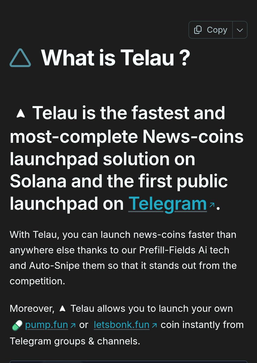 YAC_Memes's tweet photo. $Telau  #1 bot on TG and 230ppl have it.
https://t.co/obFAQwCmaa
#pumpfun
#telegram https://t.co/yUVttehAR8