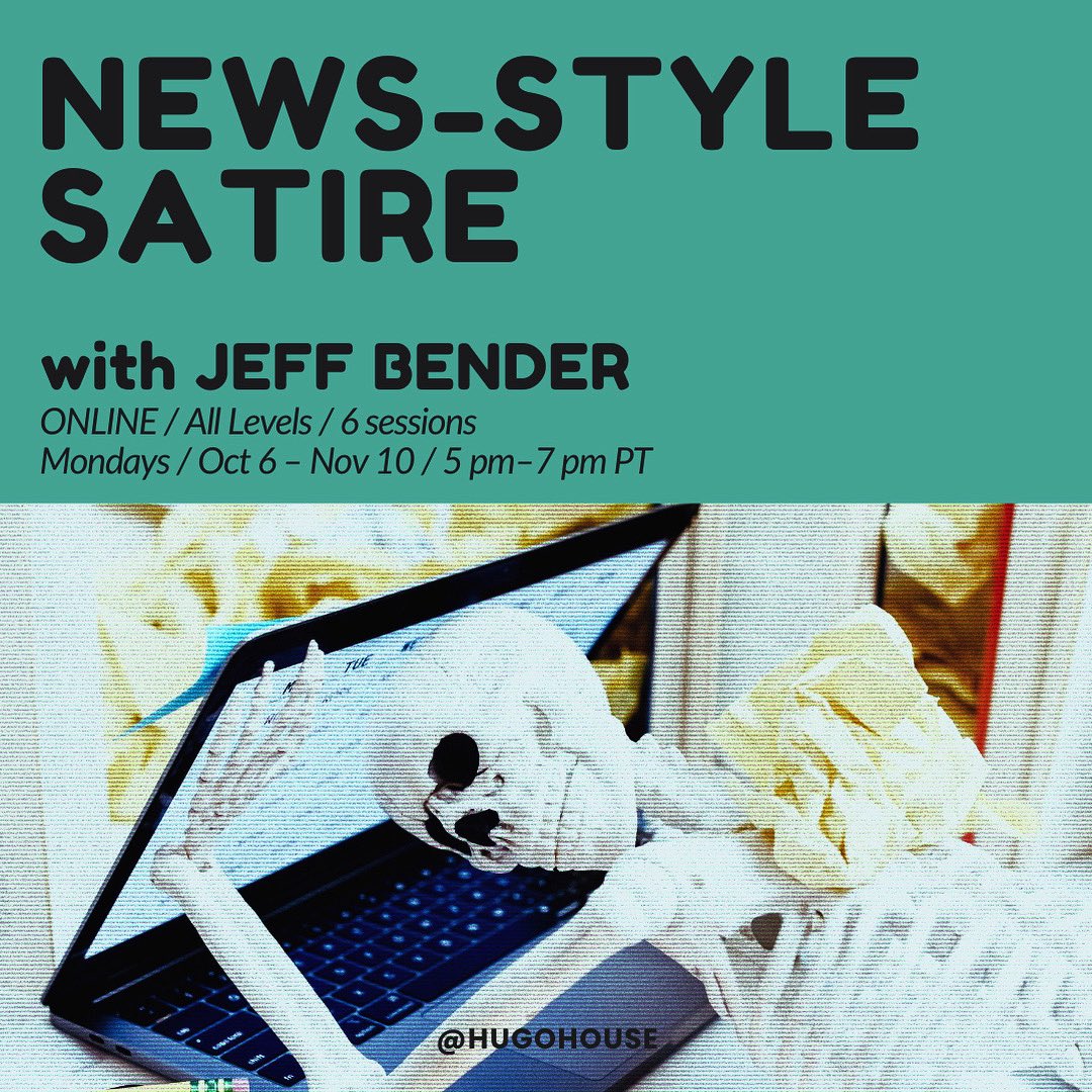 jeffbendernet's tweet photo. Hi! I’m teaching a 6-week news-satire-writing class for Hugo House that’s coming up on Monday (Oct. 6). 

Have you ever wondered how to break into these markets? How ‘The Onion’ works? What other markets are out there?

We’ll cover all of this — with special guests. 

Link in bio https://t.co/OdkB4GVj29
