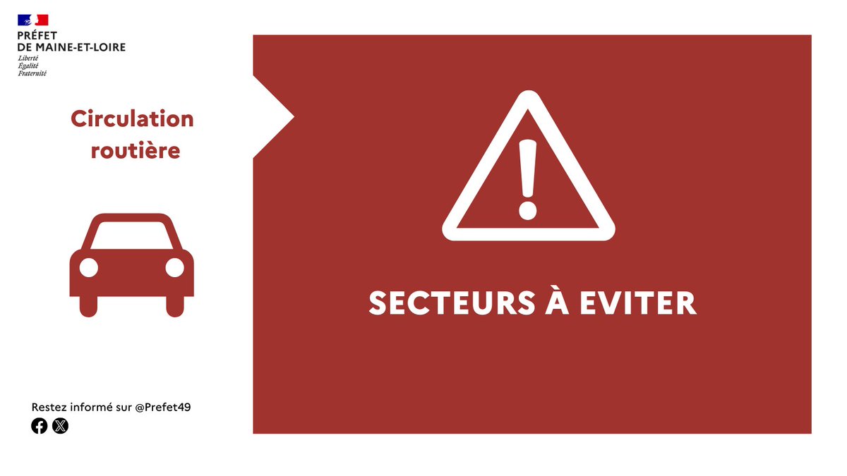 📷 Information circulation – Angers - Jeudi 2 octobre
Manifestations : circulation difficile voire interrompue, à partir de 14h00 :
- abords de la place Leclerc
- boulevard Foch
- boulevard du Roi René