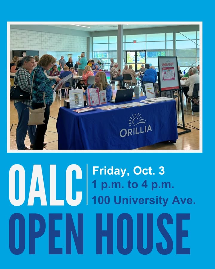 ✨ Tomorrow! 

Check out the Orillia Active Living Centre open house tomorrow (Oct. 3) at Rotary Place! The Orillia Active Living Centre provides those aged 55+ in Orillia and surrounding areas with age friendly recreation programs. Learn more at  orillia.ca/oalc.