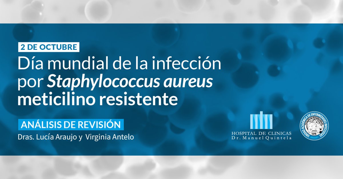 2 de Octubre: 
𝗗𝗶́𝗮 𝗺𝘂𝗻𝗱𝗶𝗮𝗹 𝗱𝗲 𝗹𝗮 𝗶𝗻𝗳𝗲𝗰𝗰𝗶𝗼́𝗻 𝗽𝗼𝗿 𝙎𝙩𝙖𝙥𝙝𝙮𝙡𝙤𝙘𝙤𝙘𝙘𝙪𝙨 𝙖𝙪𝙧𝙚𝙪𝙨 𝗺𝗲𝘁𝗶𝗰𝗶𝗹𝗶𝗻𝗼 𝗿𝗲𝘀𝗶𝘀𝘁𝗲𝗻𝘁𝗲
👇
infectologia.edu.uy/divulgacion-me…

Análisis de revisión: Dras. <a href="/araujolu87/">Lucía Araújo Pírez</a> y <a href="/virantelo/">Vir Antelo</a>

#Staphylococcus #infectologia