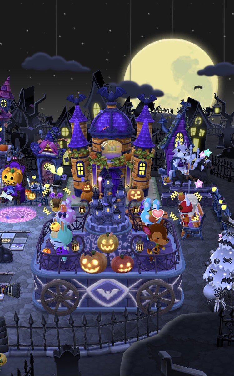 cyoco_try's tweet photo. キャンプ場を���ロウィン仕様に🎃
みんなの服も替えてみた★

全体を写したから少し見にくいけど、みんな可愛い♡

欲しい家具が多過ぎてリーフストーンの減りが早い…(T ^ T)

#ポケ森コンプリート 
#ポケ森 https://t.co/P4THJCChiH