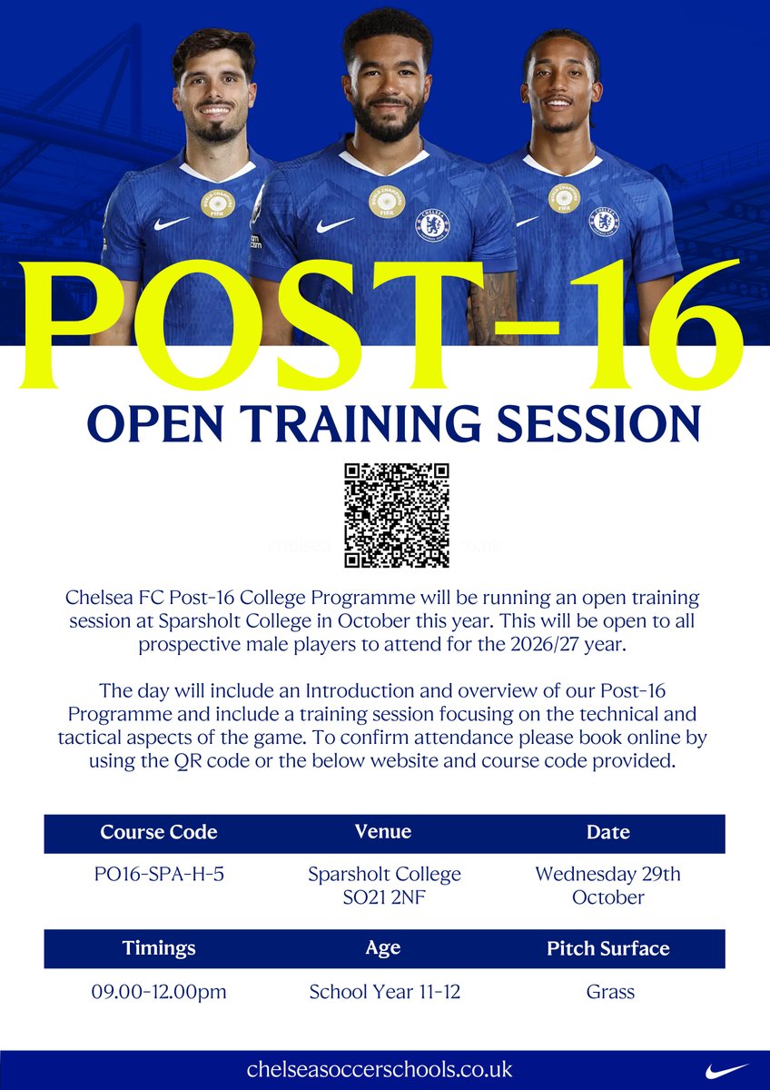 Cranbourne (@cranbourne_info) on Twitter photo Chelsea FC Post-16 College Programme are running open training sessions at <a href="/Sparsholt_Coll/">Sparsholt College</a> on Wednesday 29 October between 9am and 12pm. For more information and to confirm attendance, visit chelseasoccerschools.co.uk Chelsea FC Post-16 College Programme are running open training sessions at <a href="/Sparsholt_Coll/">Sparsholt College</a> on Wednesday 29 October between 9am and 12pm. For more information and to confirm attendance, visit chelseasoccerschools.co.uk