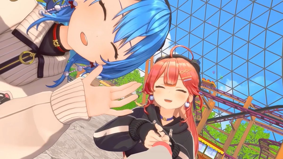 星街すいせい ,さくらみこ 「遊園地デートのイメージ捗りすぎる... ありがとうございます #miComet新」|kafkaのイラスト