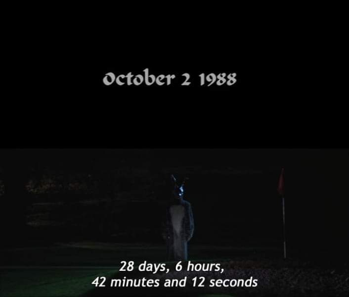 CineCalendar's tweet photo. Oct 2nd 1988 - While sleepwalking, #DonnieDarko met a Frank, who told him that the world will end in 28 days, 6 hours, 42 minutes and 12 seconds.

📽️📅 Donnie Darko (2001) https://t.co/A63MzuxYpk
