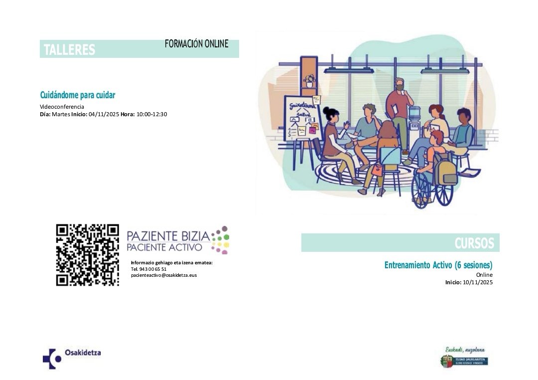 PacienteActivo's tweet photo. 💫Nuestros talleres se imparten en sesiones semanales de 2-2,5 horas durante 6-8 semanas.

⭐¡Anímate a participar!
💫Somos @PacienteActivo
@osakidetzaEJGV 

✅Puedes ponerte en contacto con nuestro equipo en⤵️

▶️pacienteactivo@osakidetza.eus

▶️943 006 551 https://t.co/bharzKmYQy