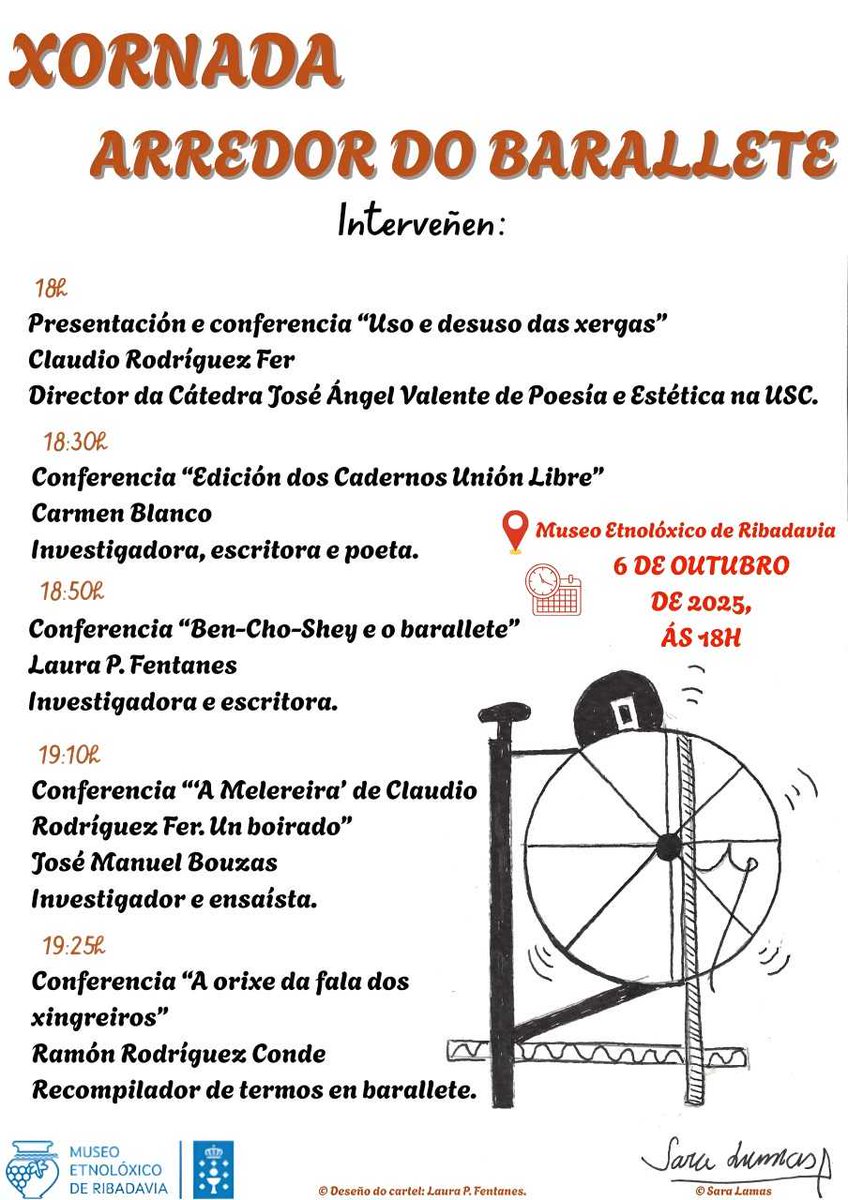 O #MuseoEtnolóxicodeRibadavia organiza o próximo luns unha xornada “Arredor do barallete”. O barallete foi unha xerga profesional que usaban os oficios ambulantes como os afiadores ou paraugueiros, principalmente en zonas de #Ourense como #NogueiradeRamuín.