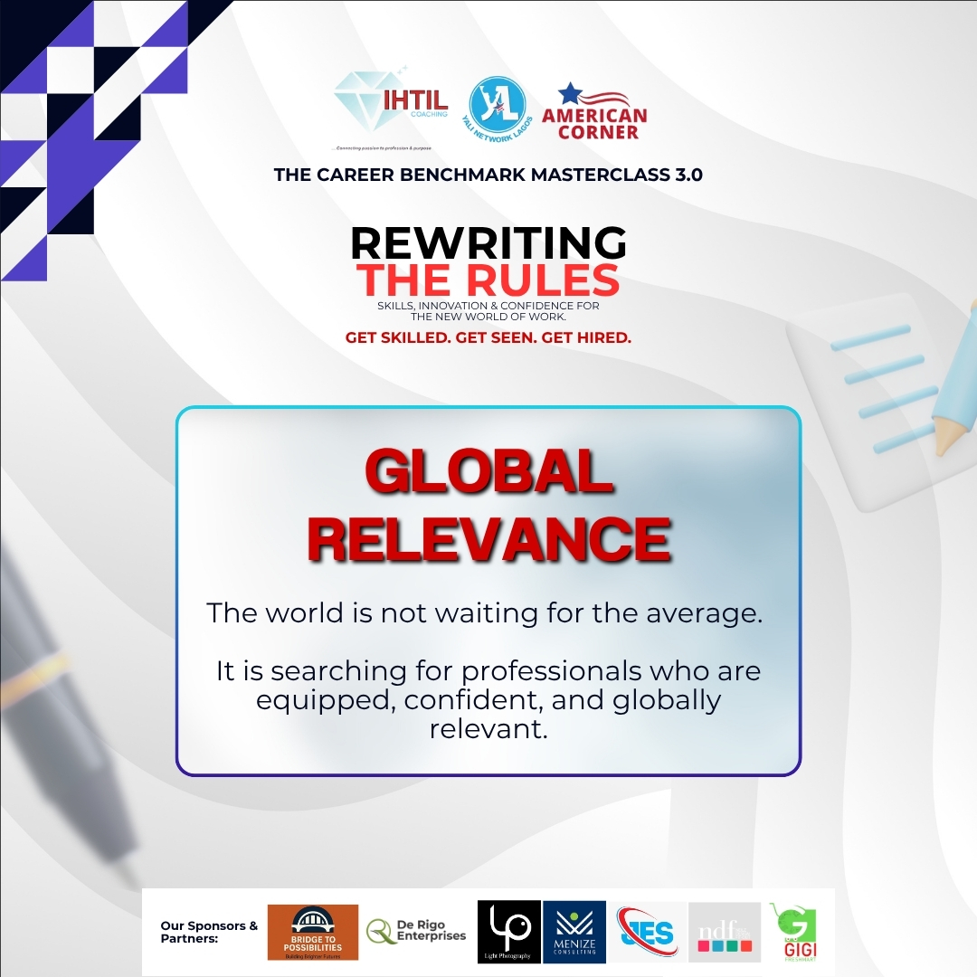 ihtilcoaching1's tweet photo. Are you ready to step into that future?

30 Slots available.

Venue: Lagos, Nigeria.
Date: 9th &amp; 10th October, 2025.

#CBM3 #CareerBenchmarkMasterclass #globalrelevance #ihtilcoaching #IhtilCBM #masterclass #lagosstudent #employability #employable #employablegraduates https://t.co/exFLFxztd9
