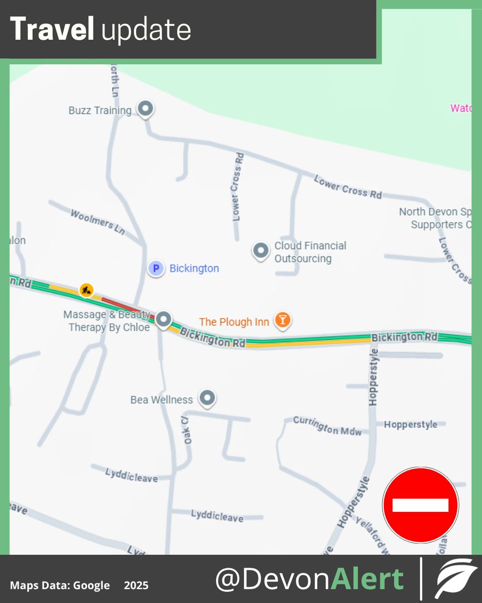 13:20 02/10/25 #Devon 3rd to 6th October the B3233 will be closed in Bickington. Services 5B, 21 and 21A will operate on a diversion route and a temporary shuttle service will operate between Bickington Mead Park and Bideford. School services will operate a temporary timetable.