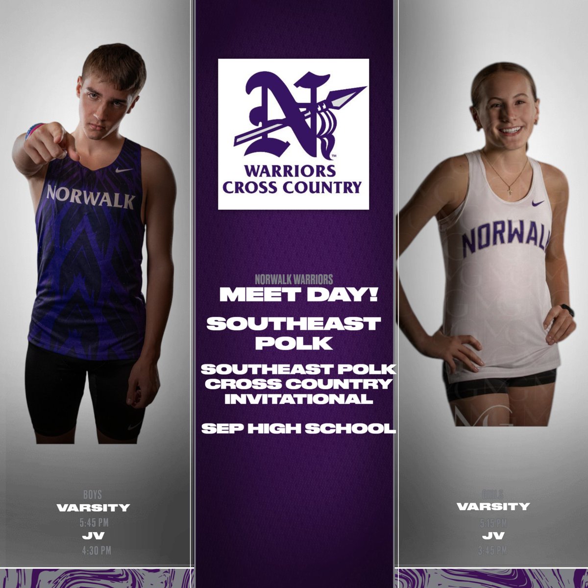 It's a Warrior RACE DAY!!  The Norwalk XC teams will be traveling to Southeast Polk HS to compete in the SEP Invitational!  Results at OnlineRaceResults.com  <a href="/WarriorRunning/">Norwalk Girls XC</a> #OneTeamOneGoalOneFinish #AttackSuccess