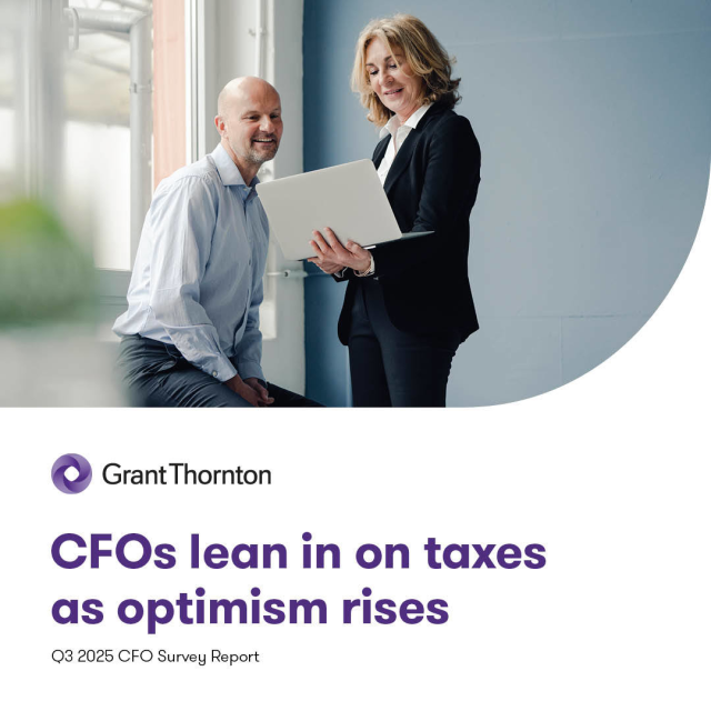 bearcateaj's tweet photo. AI is no longer a future bet — it's where finance leaders are investing. 54% of CFOs plan to reinvest tax savings into #AI and #DigitalTransformation. Those who link tax, tech and trade will lead the way. Read @GrantThorntonUS’s Q3 2025 #CFO survey. https://t.co/2koty4lLdE https://t.co/BSnuSTLQkA