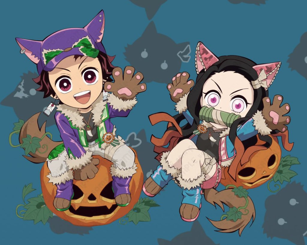 New Nezuko and Tanjiro chibi art for the Halloween Event 🐺 ~ !