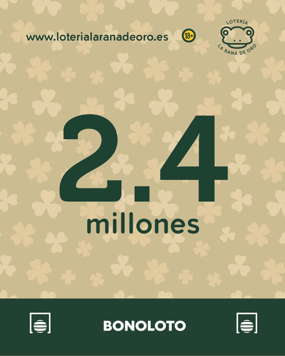 Estás listo para cambiar tu destino? Con un bote de 2.4 millones de euros, esta es la oportunidad que estabas esperando. 💰

#Lotería #LoteríasYApuestas #LaRanaDeOro #LoteríasLaRanaDeOro #Juega #Suerte #TientaLaSuerte #RanaDeOro