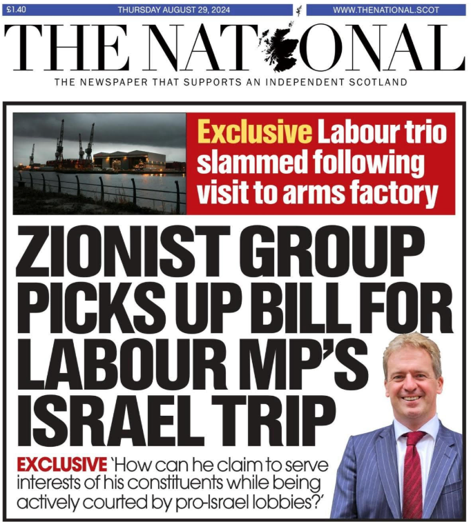Graeme Downie in Dunfermline and Dollar was another member of Labour Together’s “£10k club”.

In September 2023, Downie participated in a trip to occupied Palestine funded by the Labour Friends of Israel lobby group.