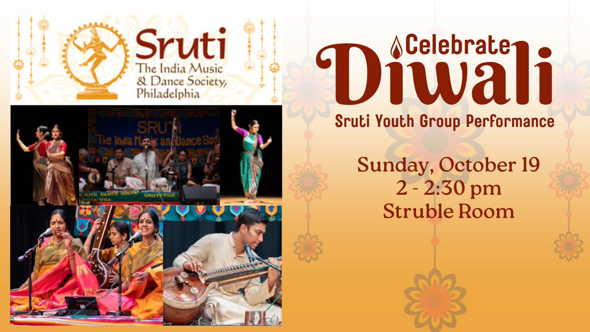 ✨ Celebrate Diwali with <a href="/srutiphila/">Sruti Philadelphia</a>. Enjoy an in-person classical Indian performance by the Sruti Youth Group in honor of the Festival of Lights. Seating is limited—register today: bit.ly/CelebrateDiwal… 

#Diwali #FestivalOfLights #SrutiYouthGroup