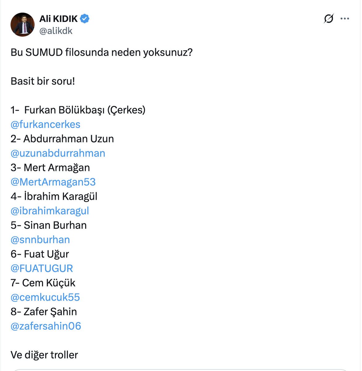 Bu acayip bir itiraf değil mi aslında? Gazze'de bir soykırım var ve Kemalistler Müslümanlara neden Sumud filosuna katılmadınız diye soruyor. Biz neden katılmıyoruz diye sormak akıllarına bile gelmiyor. Türkiye'de insanlık mücadelesi verenlerin sadece Müslümanlar olduğunu itiraf