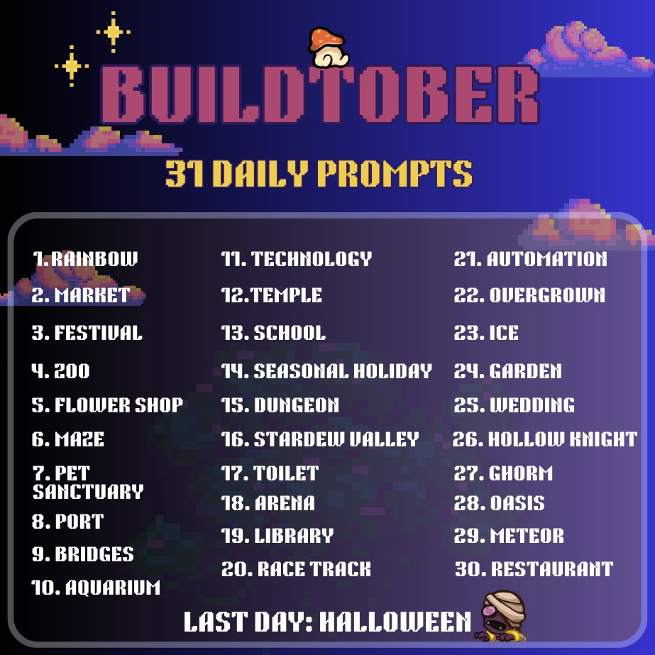 CoreKeeperGame's tweet image. We should have shared this yesterday but the fabulous @MysteryxMistry and Tito Bandito from our Discord have created this awesome building prompt for #CoreKeeper in October! We&apos;ve already seen some great submissions in our Discord, but we thought we&apos;d share it here too for anyone…