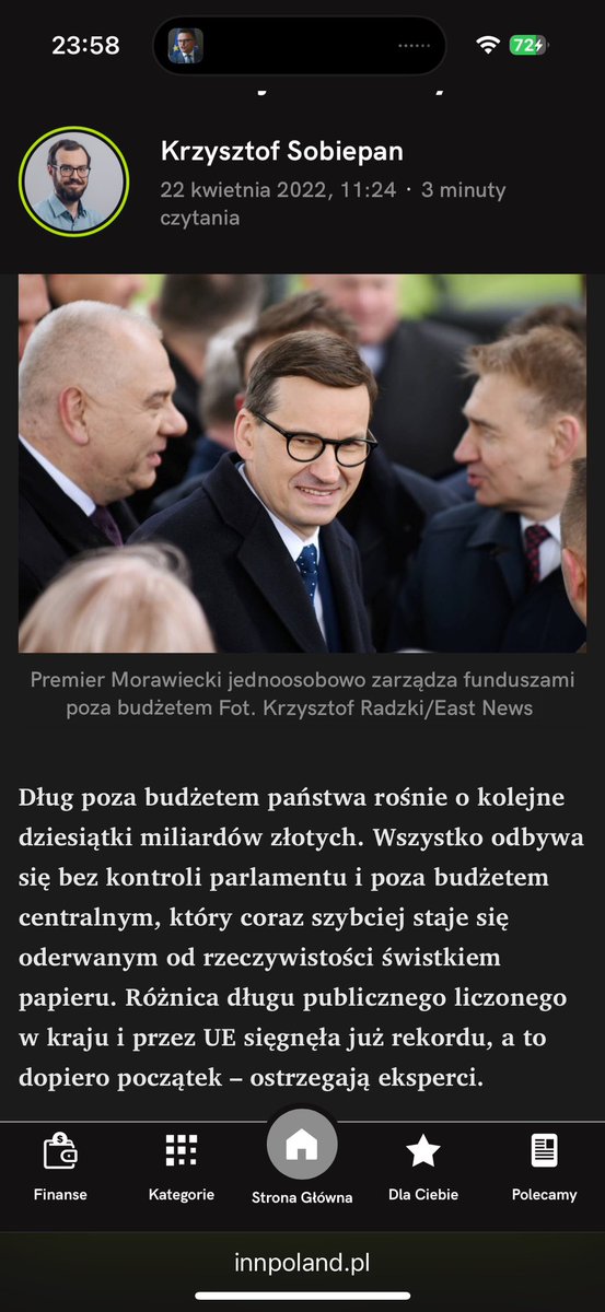<a href="/dabakuzu/">Danuta</a> Mnie raczej dziwi, że ktokolwiek chce jeszcze głosować na PiS.
Zadłużyli nasz kraj doprowadzając już we wrześniu 2023 do rekordowego deficytu. Morawiecki zrobił budżet poza budżetem bez kontroli parlamentu i kłamał ludziom w oczy jaki jest stan finansowy kraju 🤨