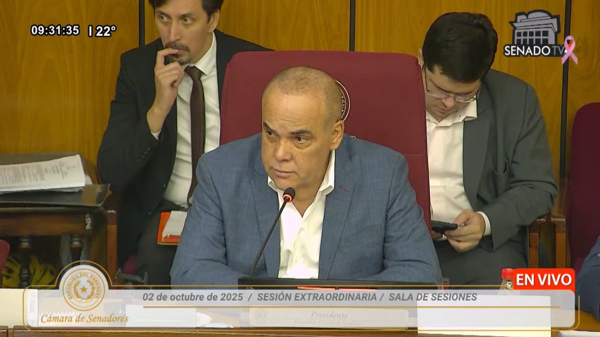 🔴 EN VIVO – Sesión Extraordinaria de la Cámara de Senadores, preside su titular el senador <a href="/bachinunezpy/">Bachi Nuñez</a> 
Canal 24: IPTV Copaco 
Canal 4: Tigo star
YouTube: youtu.be/QTOtg1VfHko