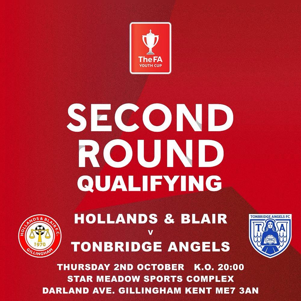 A mix of academy and our u18s are on the road this Thursday 2nd October as they take on Hollands &amp; Blair in the next round of the FA Youth Cup.

📍 Venue: Hollands &amp; Blair FC, Star Meadow Sports Ground, Darland Avenue, Gillingham, Kent, ME7 3AN
🕗 Kick-Off: 8:00pm
