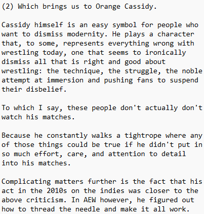 MattD_SC's tweet photo. On Orange Cassidy; symbols and conventions in pro wrestling, using the 10/1/25 Dynamite match with Kyle Fletcher as a quick case study to highlight what some are too stubborn to see. https://t.co/pOLb6vZlfx