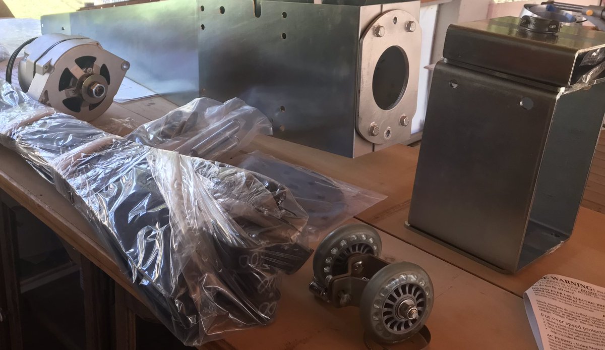 RobGuillimann's tweet image. I got a new wind turbine for our 10mph average wind. 2kw, 48v  3 phase. This time with high wind furling. We&apos;ll see. The smaller one exploded in a full day of 90mph plus. First rain snow here this weekend at elevation. Love waking up with full batteries after a snow storm.