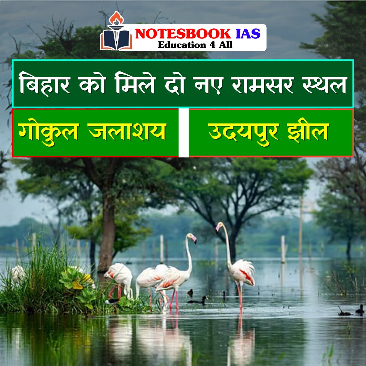 gitanjali88890's tweet image. बिहार को मिला पर्यावरणीय गौरव!
गोकुल जलाशय (बक्सर) और उदयपुर झील (पश्चिम चंपारण) बने भारत के नए रामसर स्थल।
.
#RamsarSites #BiharWetlands #EcoHeritage #Biodiversity #SustainableIndia #NotesbookIAS #PCS