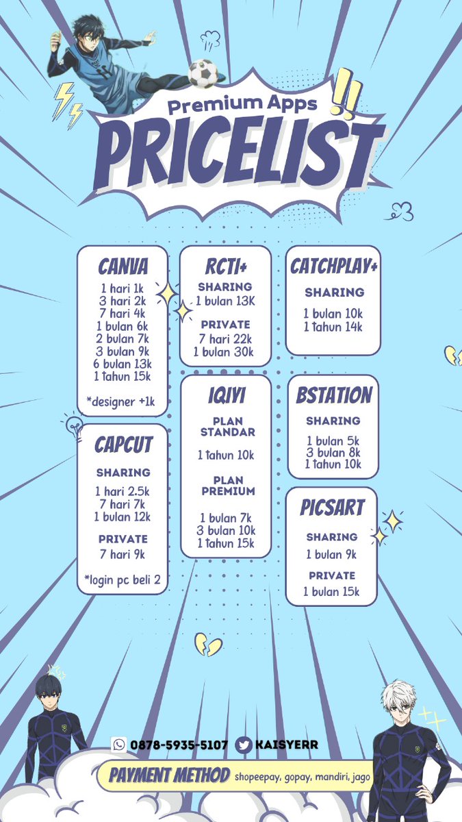 moxroe's tweet photo. JUAL BELI WTS WTB APLIKASI PREMIUM, DIJAMIN TRUSTED, FAST RESPON DAN FULL GARANSI

mau beli? hubungi kontak di bio aku yaa

NETFLIX YOUTUBE CANVA PRO VIU WETV DISNEY BSTATION IQIYI YOUKU AMAZON PRIME VIDEO VIDIO LOKLOK HBO MAX CAPCUT PICSART #zonauang 7 https://t.co/msOakxOOjJ