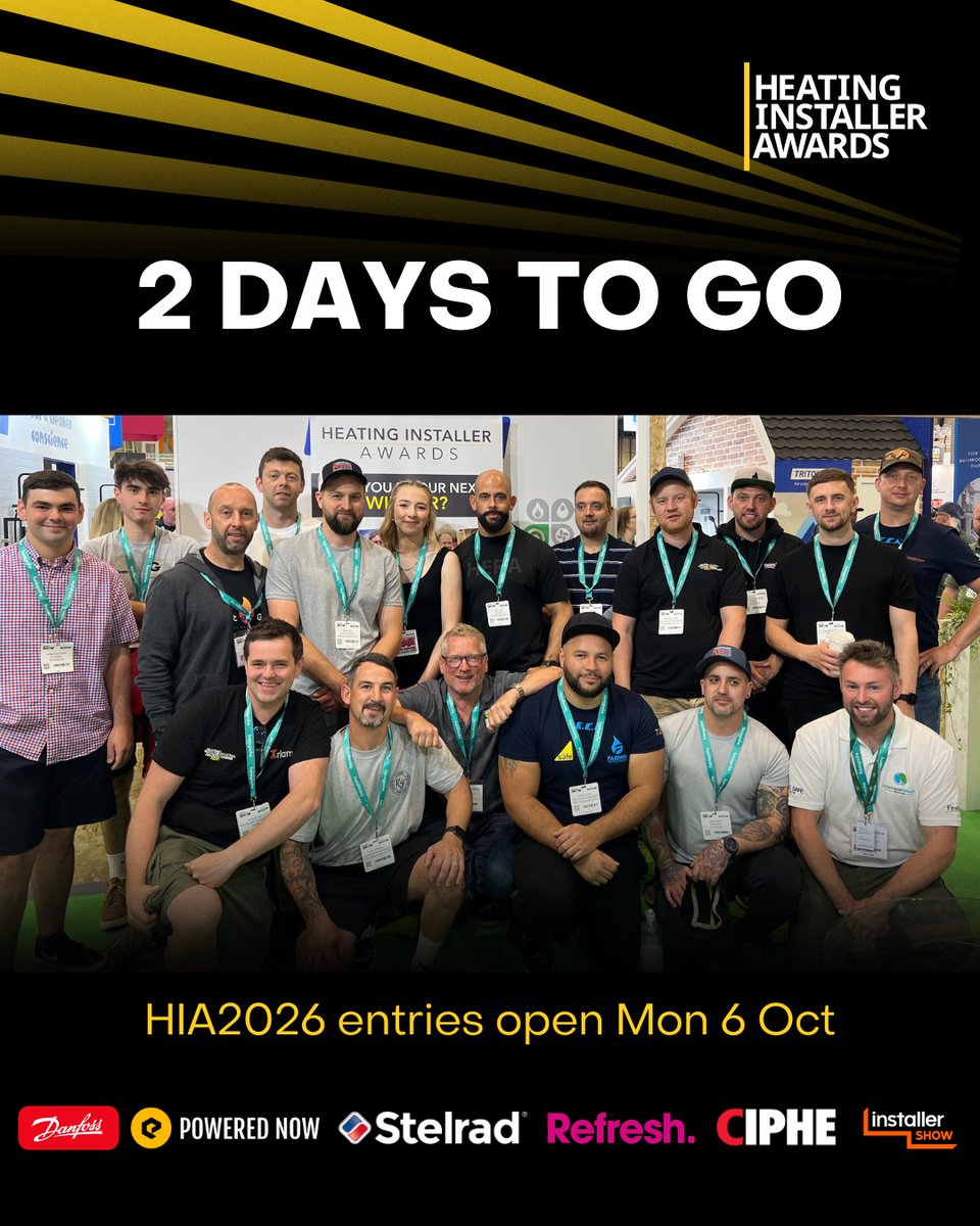 Shoutout to our 2023 finalists 👊

Entries for #HIA2026 open Mon 6 Oct 🏆🔥

👉 heatinginstallerawards.co.uk