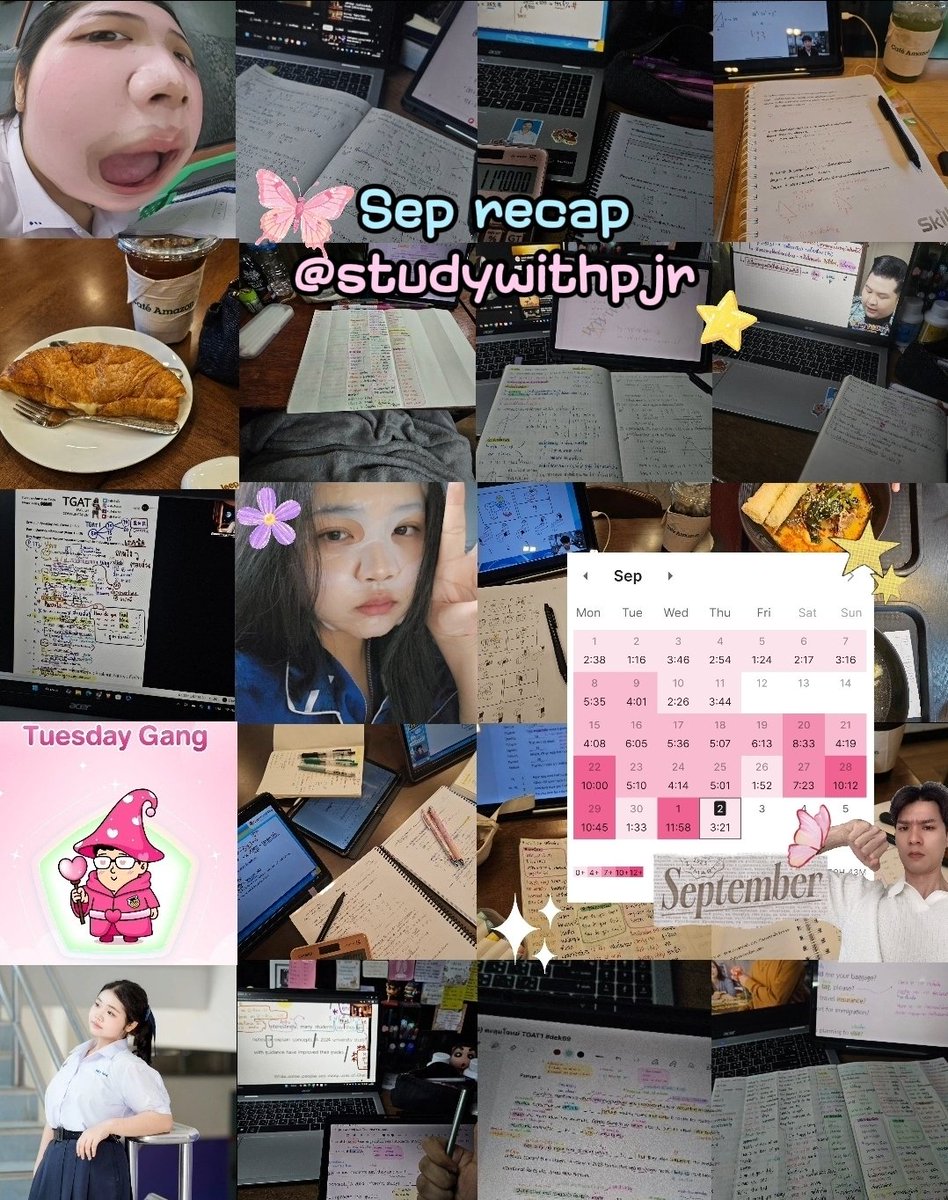 Kiranta_08's tweet photo. September recap🩷🗯#studywithpjr
เดือนที่ปั่นงานเยอะที่สุดด วุ่นวายกับหลายงานมากก เหนื่อยสุดๆ🥹 เก็บt-gat,forwardรัวๆเลยเดือนนี้ ถ้ายังไม่เก็บจะไม่ทันแล้วว ออกไปอ่านข้างนอกสบายใจมากกก ใกล้เข้าช่วงกีฬาสีแล้ว สาธุขอให้มีแรงกลับมาอนส.ให้ได้เถ้อะ🙏🏻😭

#dek69 #วันนี้dek69ทําอะไร https://t.co/on44LdzUKH
