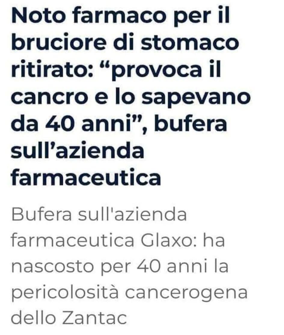 CesareSacchetti's tweet image. Così come la Johnson  &amp;amp; Johnson sapeva che il Tylenol (paracetamolo) era associato al rischio di autismo, la GlaxoSmithKline sapeva che lo Zantac provoca il cancro. Il cartello farmaceutico di Bill Gates e BlackRock è una vera propria associazione a delinquere legalizzata.