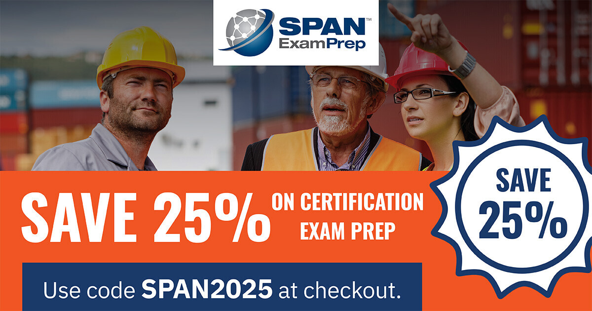 Don't miss out! Save 25% on all SPAN Certification Exam Prep. Achieve Top Safety Certifications - ASP, CSP, STSC, CHST &amp; More. Use code SPAN2025 at checkout. Hurry, sale ends soon! bit.ly/3KssbYf