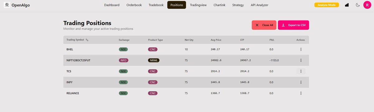 Launched v1.0.0.34 - Fullstack OpenAlgo SandBox

Now OpenAlgo is your own Private Full Stack Sandbox for testing your algo strategies.

docs.openalgo.in/new-features/a…

Migration Procedure for Existing users.
docs.openalgo.in/getting-starte…