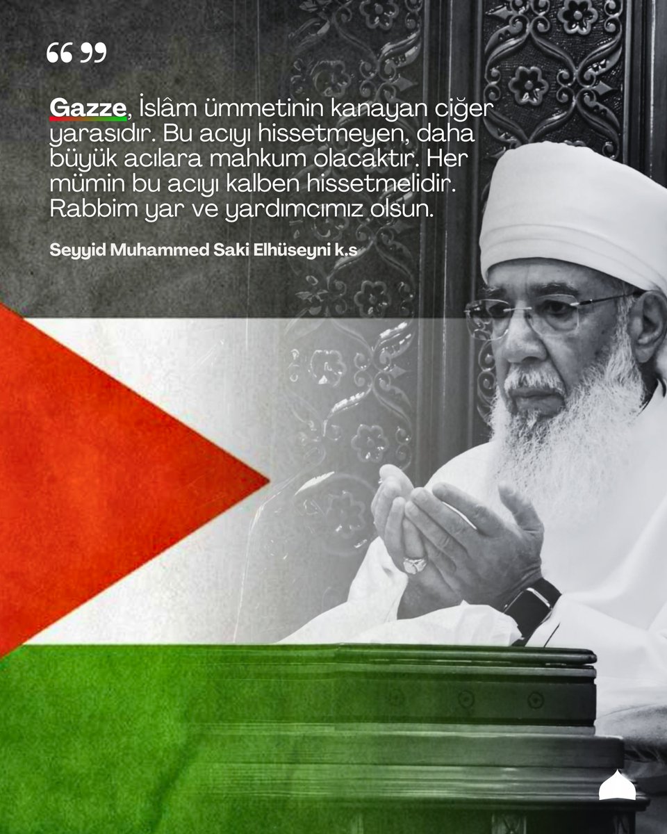 ahiretrehberi's tweet photo. "Gazze, İslâm ümmetinin kanayan ciğer yarasıdır. Bu acıyı hissetmeyen, daha büyük acılara mahkum olacaktır. Her mümin bu acıyı kalben hissetmelidir. Rabbim yar ve yardımcımız olsun."

Seyyid Muhammed Saki Elhüseyni k.s https://t.co/U7MP7B9Jey