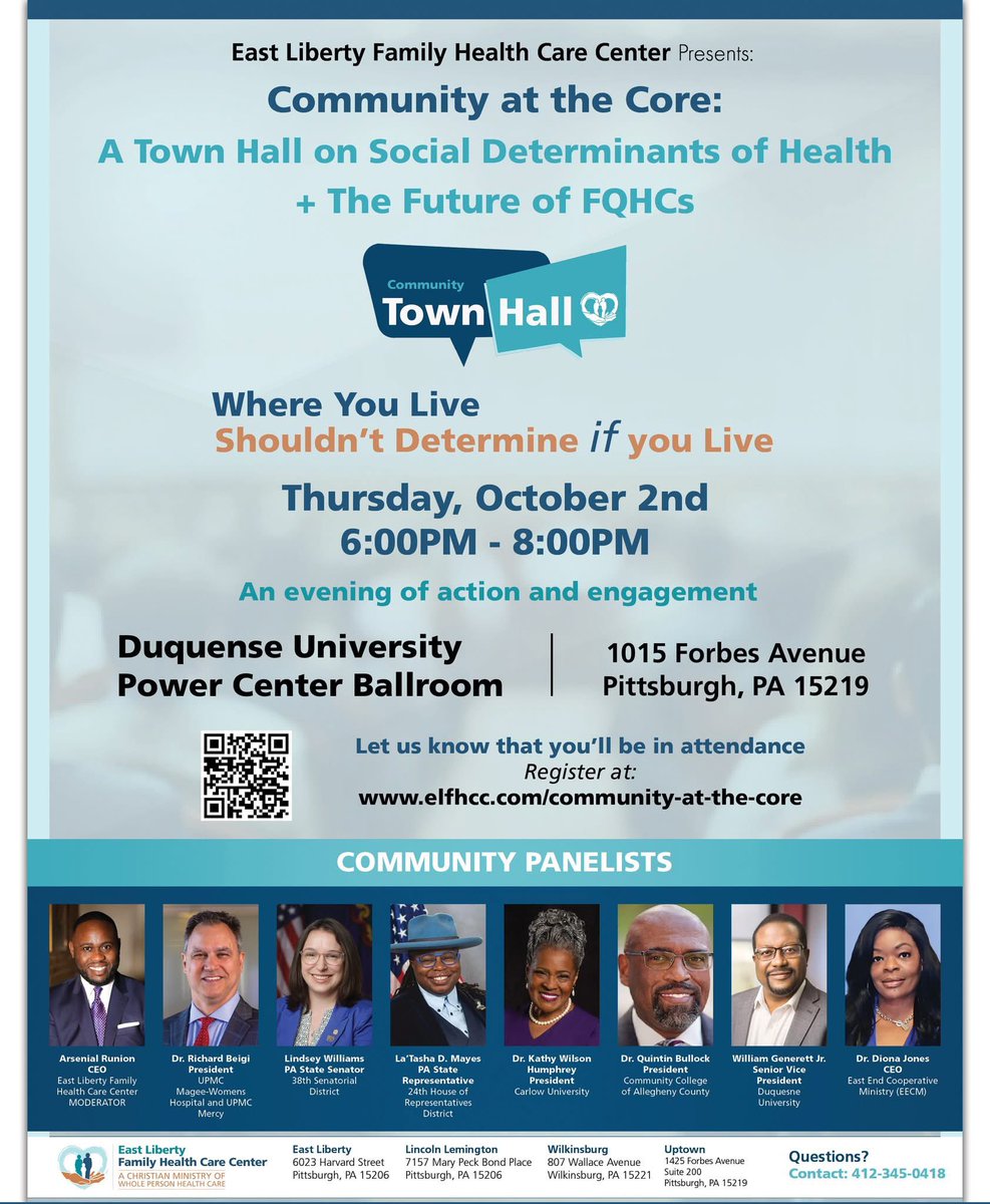 RepMayes's tweet photo. I look forward to speaking on this esteemed panel tonight, October 2, 6-8P, hosted by East Liberty Family Health Care Center at @duqedu about the importance of Federally Qualified Health Center and their role in advancing #BlackMaternalHealth in Western PA!

#repmayes #pittsburgh https://t.co/WQoNzYb9uy
