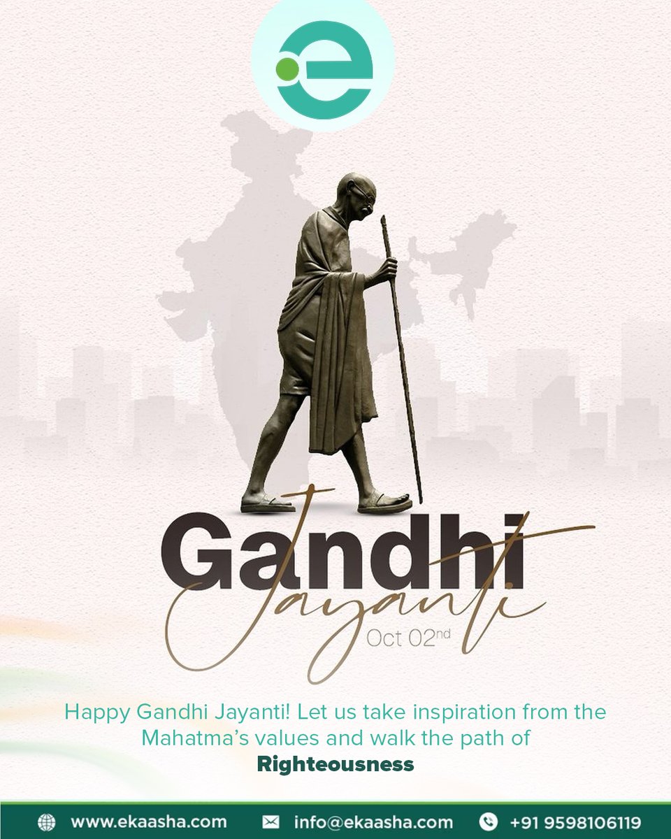 EkaashaTech's tweet photo. 🌿✨ On this Gandhi Jayanti, let’s embrace the Mahatma’s timeless values of Truth, Peace &amp; Non-Violence. ✨🌿

#GandhiJayanti #EkaashaTechnology #TruthAndPeace #DigitalWithValues https://t.co/Y7C5K8hskQ