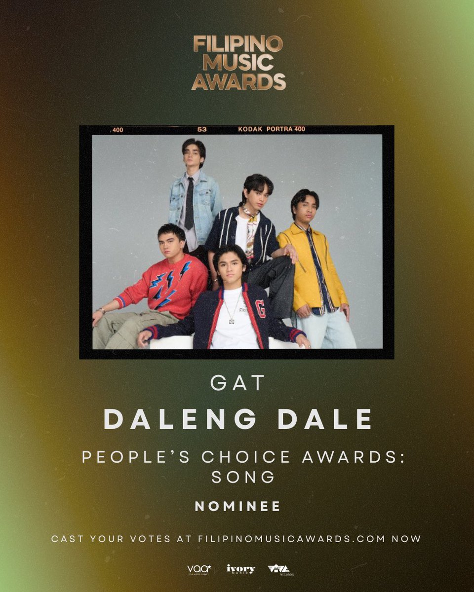 Look: “Daleng Dale” by GAT is an official nominee for Filipino Music Awards’ — People’s Choice Awards: Song.

To cast your vote now, visit filipinomusicawards.com until October 3, tomorrow and make your voice heard.

#GAT #GawangAtinTo
#FilipinoMusicAwards
#FMAs