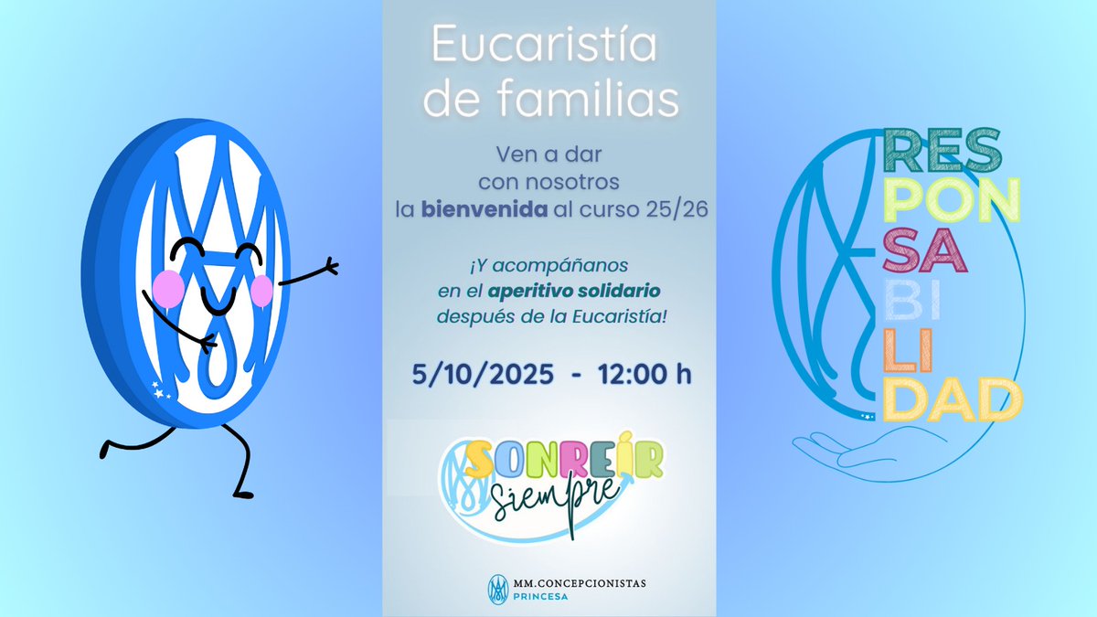 princesaconcep's tweet photo. ¡Os invitamos a todos a nuestra primera Eucaristía de familias del curso! https://t.co/q630yYKQQ4