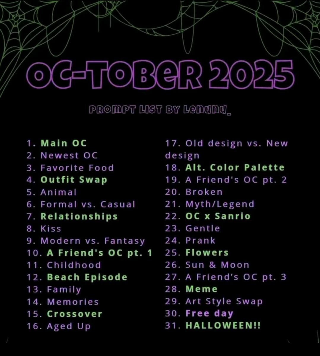 🎃 DINAMICA  🎃
Para celebrar q vino octubre me voy a poner una meta y hacer el reto de los 31 dibujitos 

Si quieres que dibuje tu pj;
-deja tu REF en los comentarios 
-sigueme (no es obligatorio pero taria gud)
-dale rt para que llegue a mas gente 

#spookymonth #artmoot #vgen