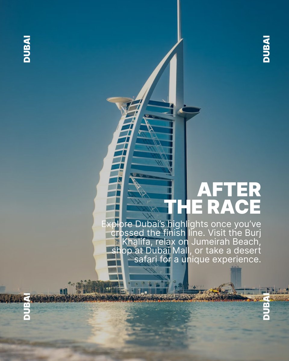 ahotu's tweet photo. Dubai Marathon next year? ☀️
Run past the Burj Al Arab and be part of this world-class race.

Sign up via link in bio.
#DubaiMarathon #RunDubai #Marathon2025 #WorldClassRace #RunnersLife #RunForFun #MarathonTraining #RaceDay #MarathonGoals https://t.co/7ciWL8cmsT